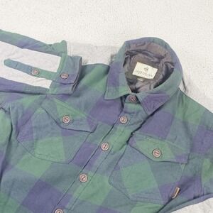 Legendary Whitetails Jacket Mens Large Green Plaid Quilted Flannel Shirt Lined